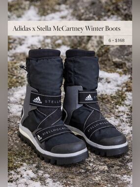 Adidas x Stella McCartney Winter Boots Size 6 Black Strap Snow Boots
